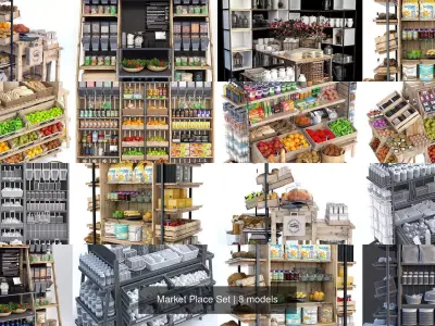 Market Place Set 3D Model Pack