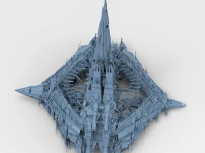 Cyberpunk magma oil refinery exterior 3D model