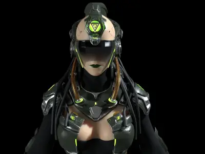 Cyborg Android Girl machine Low-poly 3D model