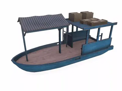 Wooden Boat 01 Low-poly PBR Low-poly 3D model