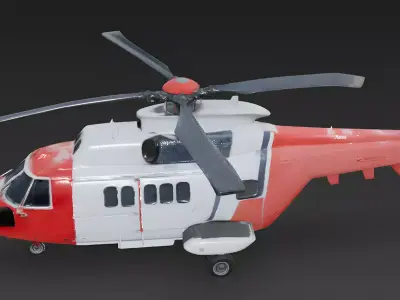 Realistic Rescue Helicopter 3d model Low-poly 3D model