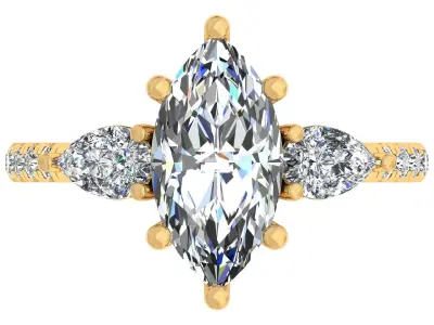 2carat Marquise And Pear Stone Engagement Ring 3D print model purchase