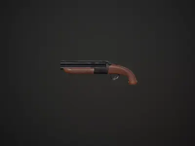 Sawed off Double Barrel Shotgun Free low-poly 3D model