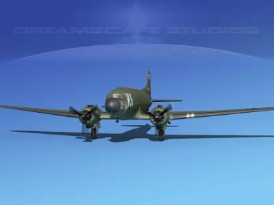 Douglas C-47 Dakota USAAF V2 3D model