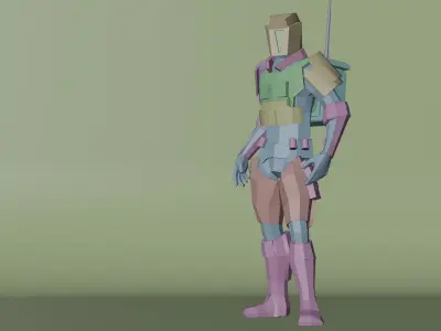 Low poly military robot Free low-poly 3D model