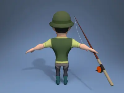 Medieval Fisherman Low-poly 3D model