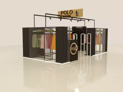 Shopping island in the shopping center  Low-poly 3D model