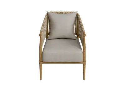 Accent Chair With Weave Rope Design And Seat Cushion Low-poly 3D model