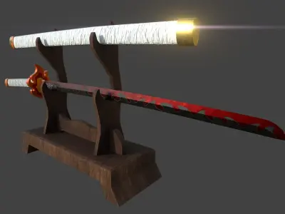 Kyojuro Rengoku Nichirin -  Kimetsu no Yaiba - Demon Slayer Low-poly 3D model