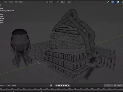 Persian Fortress Hotel Low-poly 3D model