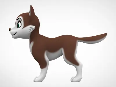 Husky Puppy Low-poly 3D model purchase