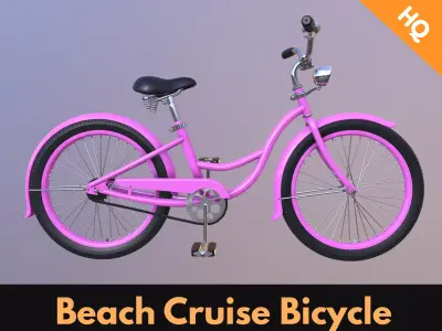 Bicycle Beach Cruiser  Vintage Ladies Bike 3D model