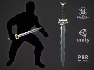 Celtic Flame Sword Low-poly 3D model