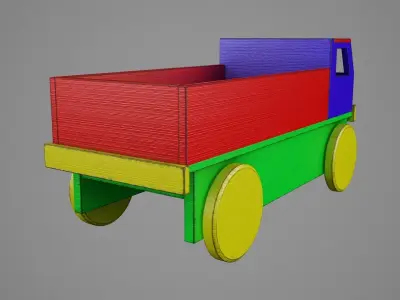 Wood Toy Truck Low-poly 3D model