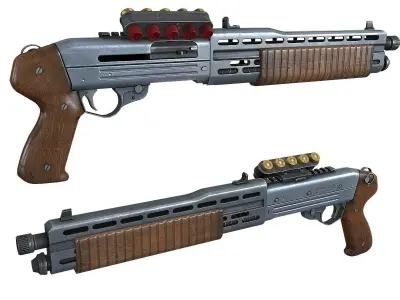 Game Ready Shotgun two shotguns Low-poly 3D model