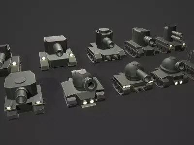 Stylized Cartoon Panzer Low-poly 3D model