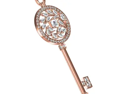 Antique Diamond Key Pendant 3D print model