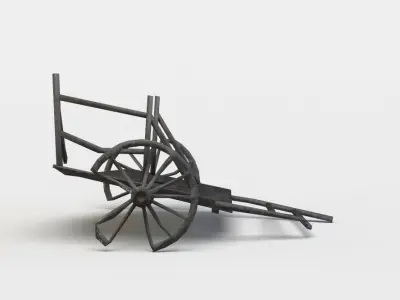 Damaged hay wagon Low-poly 3D model purchase