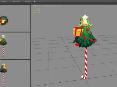 Cartoon christmas tree candy cane Low-poly 3D model