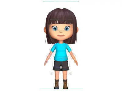Cartoon Girl Character Low Poly 3D model