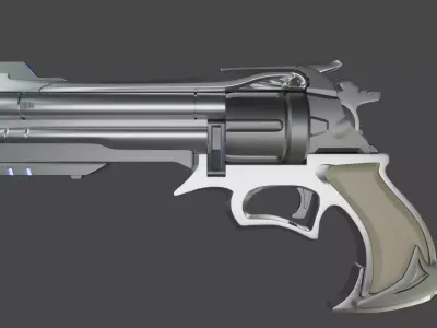 Revolver gun with lights 3D model