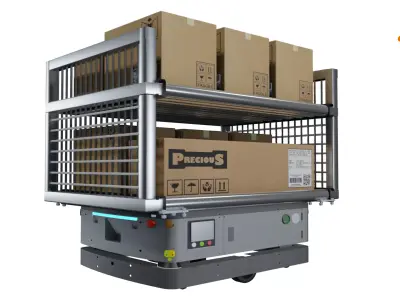 Industrial  3D AGV Trolley Free low-poly 3D model