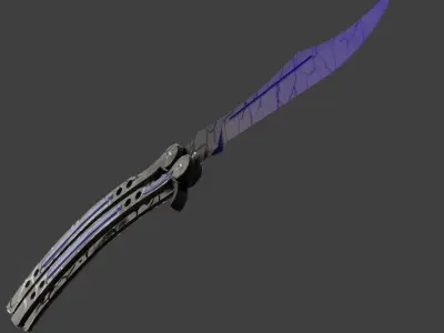 I made a butterfly knife from a cs go game I made a skin myself  Low-poly 3D model