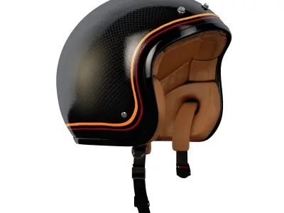 Helmet carbon fibre motorcycle orange 3D model