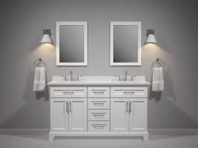 OVE Felix White 60 Brushed nickel 3D model