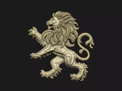 lion logo cnc laser wood home artcam decor asset crest beast cad 3D print model