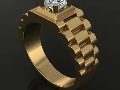 Signet Ring Diamond Link Style Mix Size  3D print model