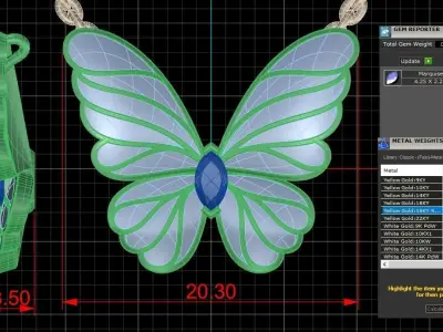 butterfly pendant Enamel 3D print model