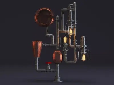 7- Steampunk Lamps- High detail 3d models Low-poly 3D model