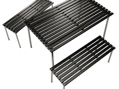 Traverse Garden Table and Bench by Hay 3D model