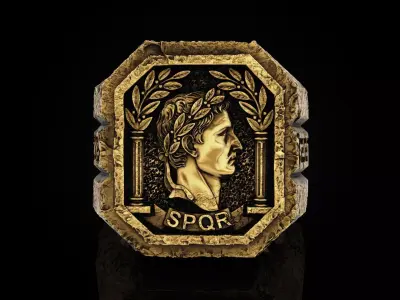 Julius Caesar Ruinism Signet Ring 3D print model