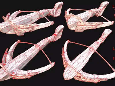 Medieval Crossbow and Arrow Bolt Weapon   Low-poly 3D model