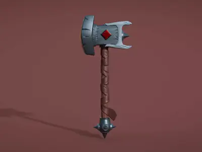 Stylized Battle Hammer Low-poly 3D model
