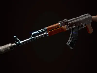 AKM - assault rifle Low-poly 3D model
