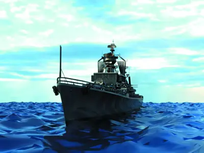 Destroyer Warship on the Sea 3D model