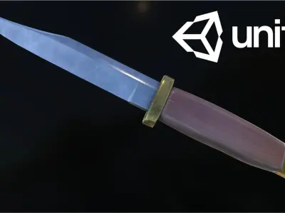 Low poly Knife four different knives Low-poly 3D model