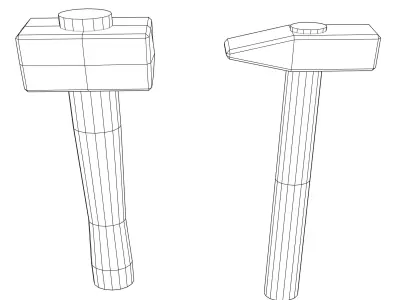 Hammer and chisel Free low-poly 3D model