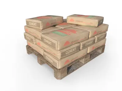 Pallet with Cement Bags Low-poly 3D model
