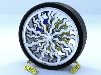 ORTAS CAR RIM 11 GAME READY RIM TIRE AND DISC 3D model