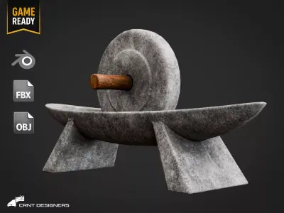 Ancient Stone Grinder Low-poly 3D model