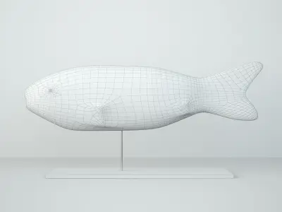 African wooden fish 1 3D model