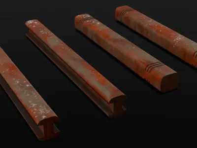 Rusted Beams 3D Model  Low-poly 3D model