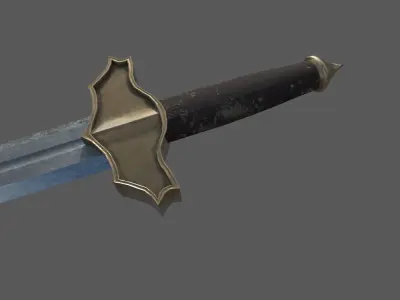 Knight sword with scabbard Low-poly 3D model