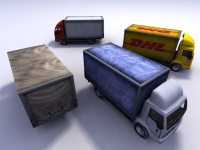 Truck Collection three dhl trucks Low-poly 3D model