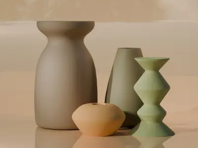 Home Decor 4 Ceramic Pieces Free 3D model