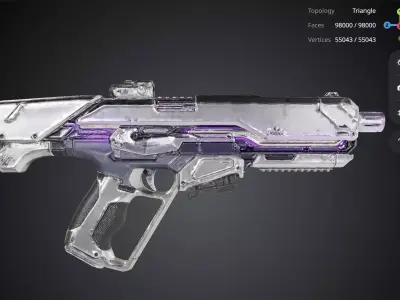 White Futuristic Gun 3D model